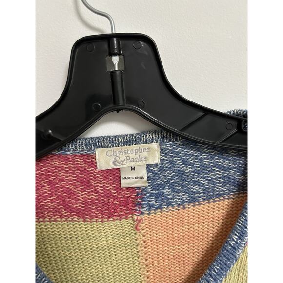 Christopher & Banks Size Medium Patchwork Sweater Cardigan Cottage Vintage - Picture 3 of 9